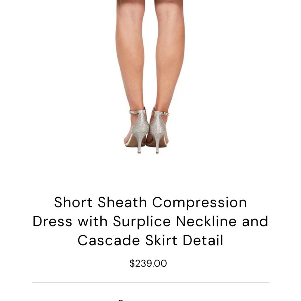 Alex Evenings Short Sheath Compression Dress with Surplice Neckline - Picture 8 of 8